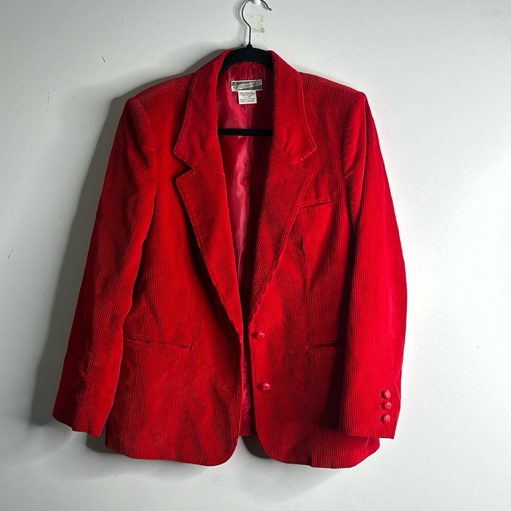 Anthonys red corduroy blazer size 14  holiday feminine classic preppy career